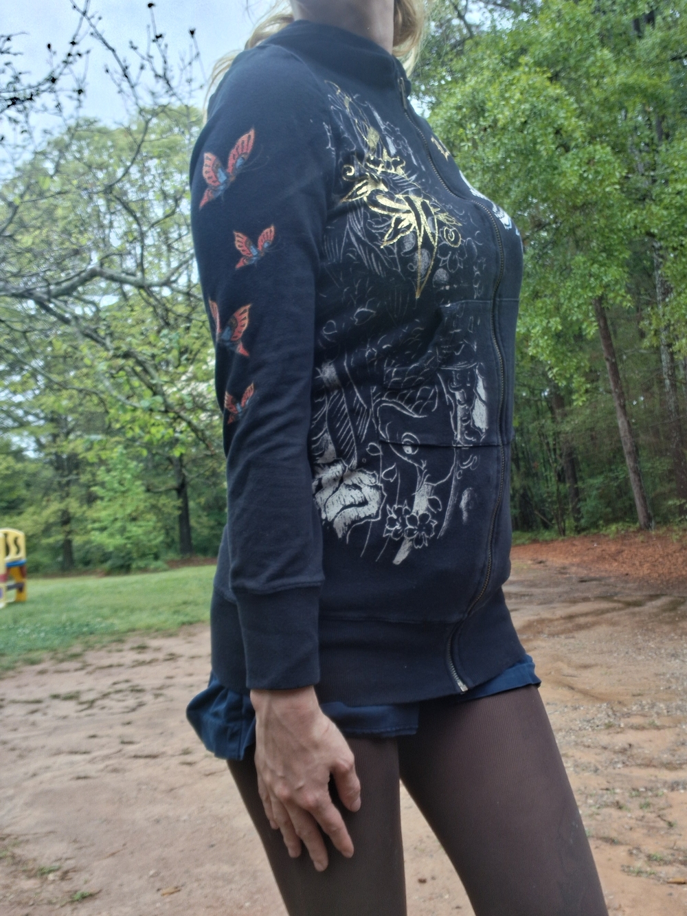 Ed Hardy Skull & Heart Graphic Black Hoodie Y2k - Picture 3 of 7